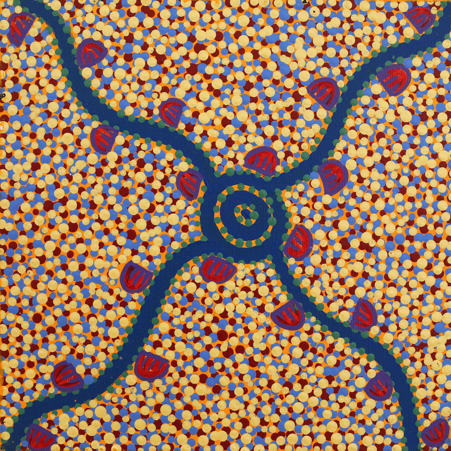 Aboriginal Artwork by Melissa Napangardi Williams, Wardapi Jukurrpa (Goanna Dreaming) - Yarripurlangu, 30x30cm