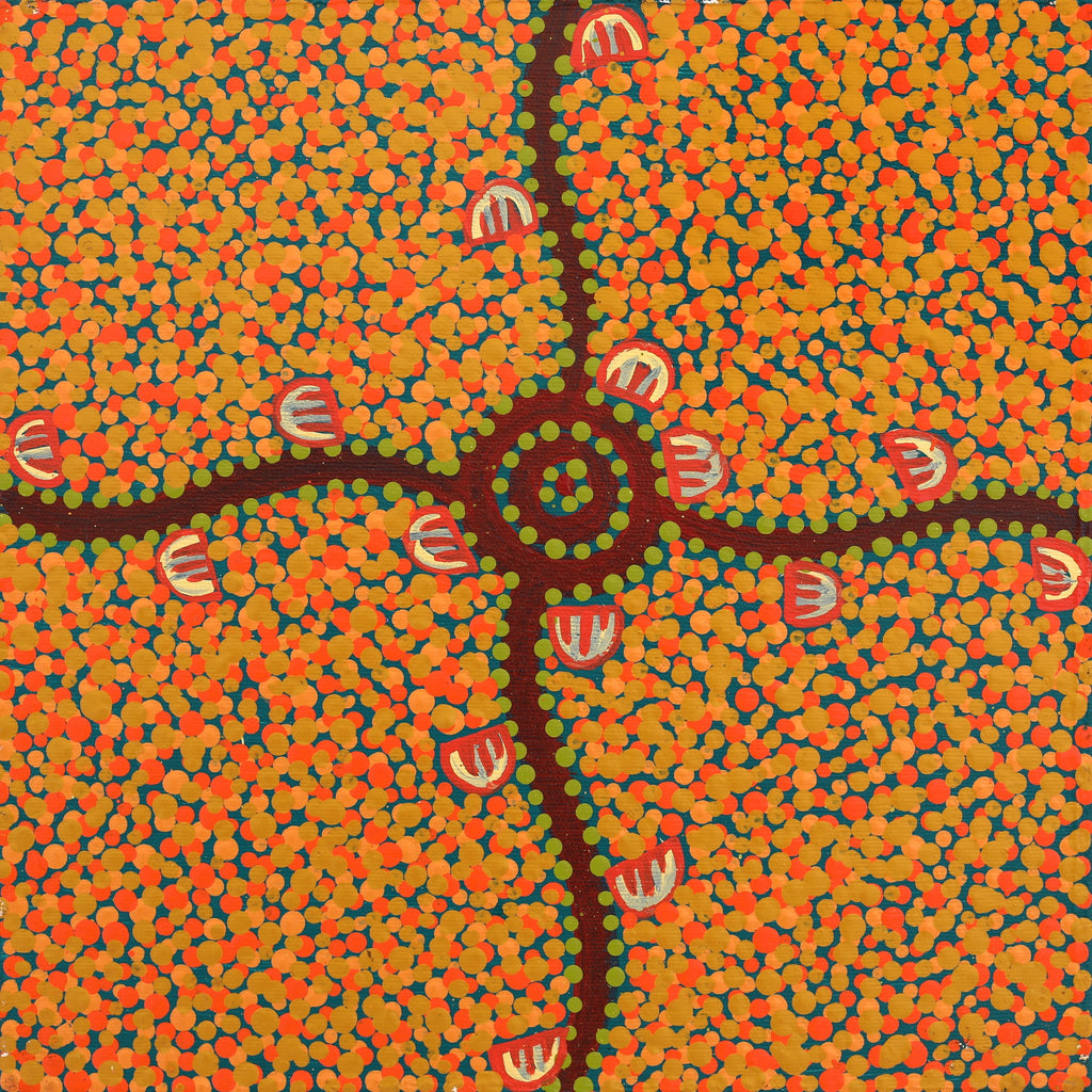 Aboriginal Artwork by Melissa Napangardi Williams, Wardapi Jukurrpa (Goanna Dreaming) - Yarripurlangu, 30x30cm