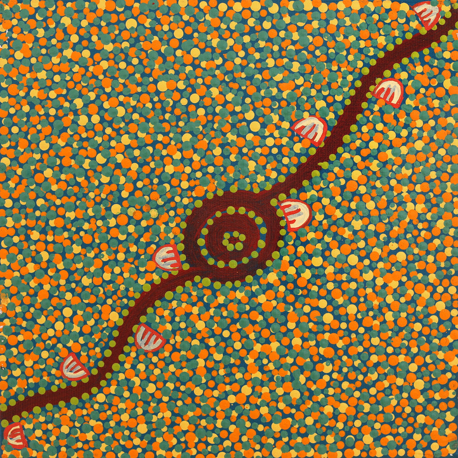 Aboriginal Artwork by Melissa Napangardi Williams, Wardapi Jukurrpa (Goanna Dreaming) - Yarripurlangu, 30x30cm