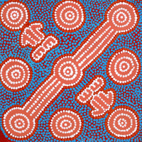 Aboriginal Artwork by Michael Japaljarri Wayne, Marlu Jukurrpa (Red Kangaroo Dreaming) Yarnardilyi & Jurnti, 30x30cm