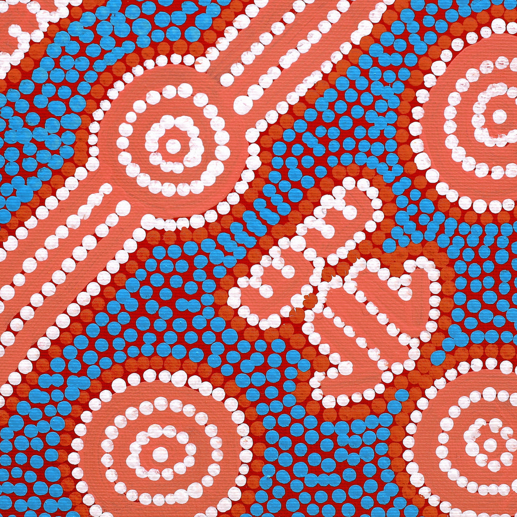 Aboriginal Artwork by Michael Japaljarri Wayne, Marlu Jukurrpa (Red Kangaroo Dreaming) Yarnardilyi & Jurnti, 30x30cm