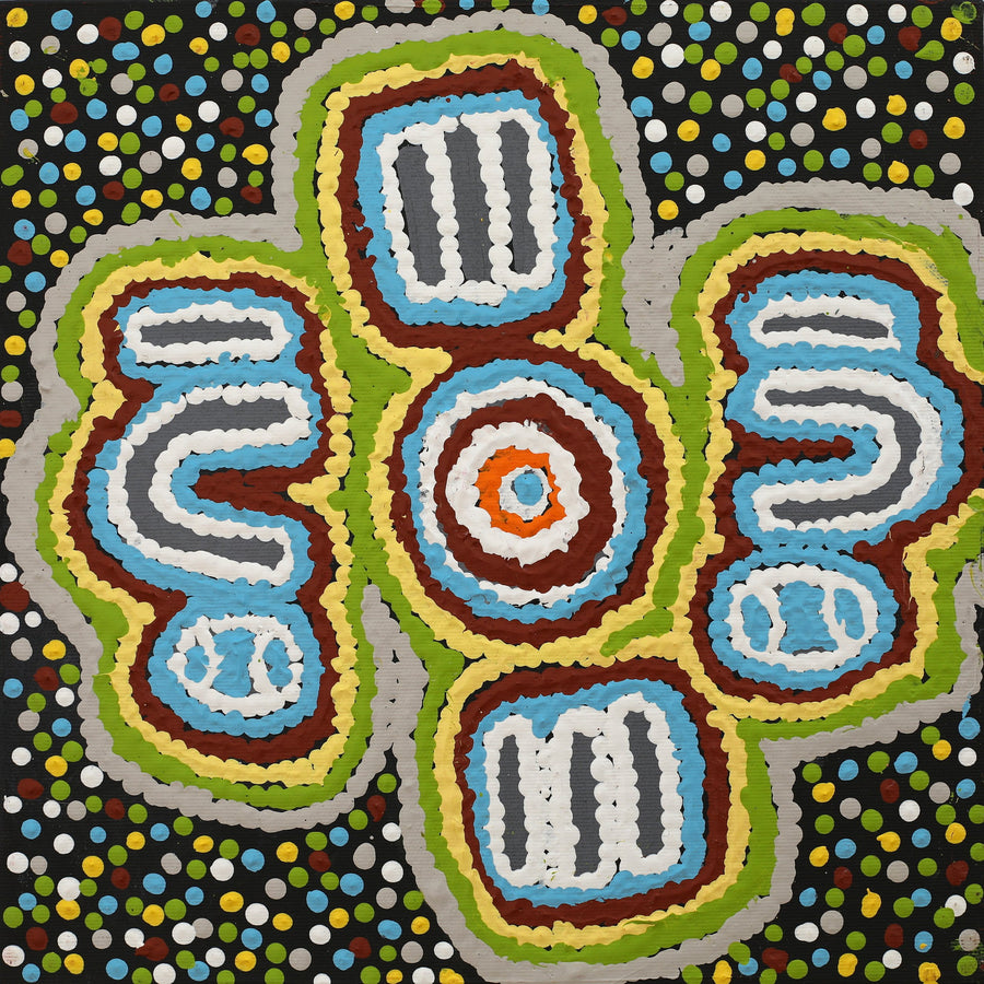 Aboriginal Artwork by Monica Napaljarri Nelson, Mina Mina Dreaming, 30x30cm