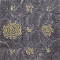 Aboriginal Artwork by Nathania Nangala Granites, Warlukurlangu Jukurrpa (Fire country Dreaming), 30x30cm