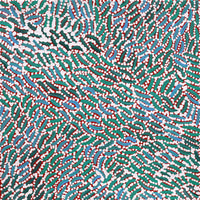 Aboriginal Artwork by Nathania Nangala Granites, Warlukurlangu Jukurrpa (Fire country Dreaming), 30x30cm