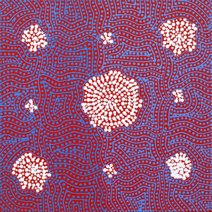 Aboriginal Art by Nathania Nangala Granites, Warlukurlangu Jukurrpa (Fire country Dreaming), 30x30cm - ART ARK®