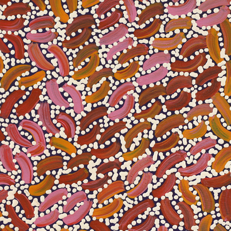 Aboriginal Artwork by Nathania Nangala Granites, Warlukurlangu Jukurrpa (Fire country Dreaming), 30x30cm