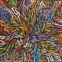 Aboriginal Artwork by Nola Napangardi Fisher, Purrpalanji (Skinny Bush Banana) Jukurrpa, 30x30cm