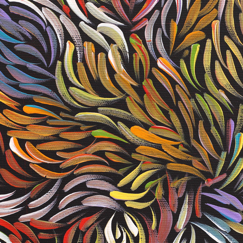 Aboriginal Artwork by Nola Napangardi Fisher, Purrpalanji (Skinny Bush Banana) Jukurrpa, 30x30cm