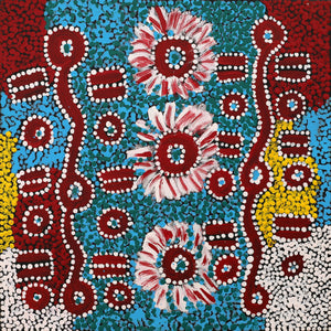 Aboriginal Artwork by Pamela Nangala Sampson, Ngapa Jukurrpa (Water Dreaming) - Puyurru, 30x30cm - ART ARK®