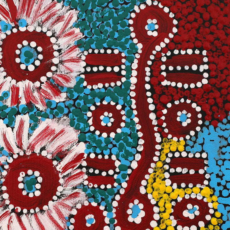 Aboriginal Artwork by Pamela Nangala Sampson, Ngapa Jukurrpa (Water Dreaming) - Puyurru, 30x30cm