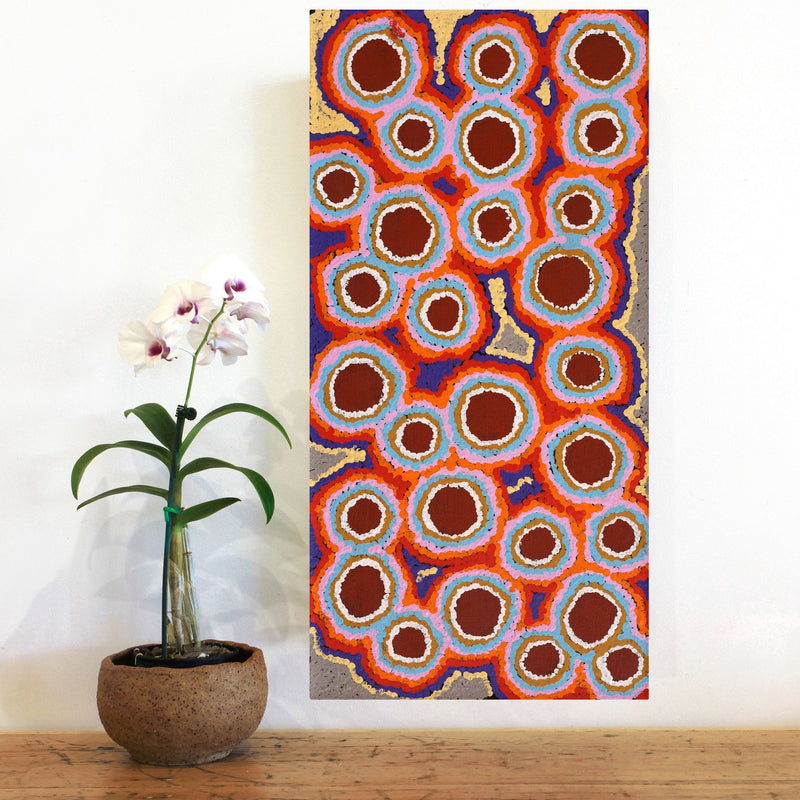 Aboriginal Artwork by Pamela Napurrurla Walker, Janganpa Jukurrpa (Brush-tail Possum Dreaming) - Mawurrji, 61x30cm