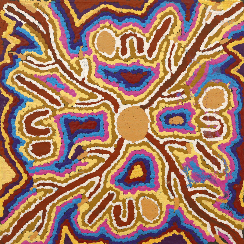 Aboriginal Artwork by Pamela Napurrurla Walker, Wulpayi Jukurrpa (River Dreaming), 30x30cm