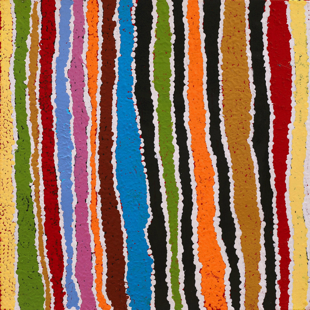 Aboriginal Artwork by Pamela Napurrurla Walker, Wulpayi Jukurrpa (River Dreaming), 30x30cm