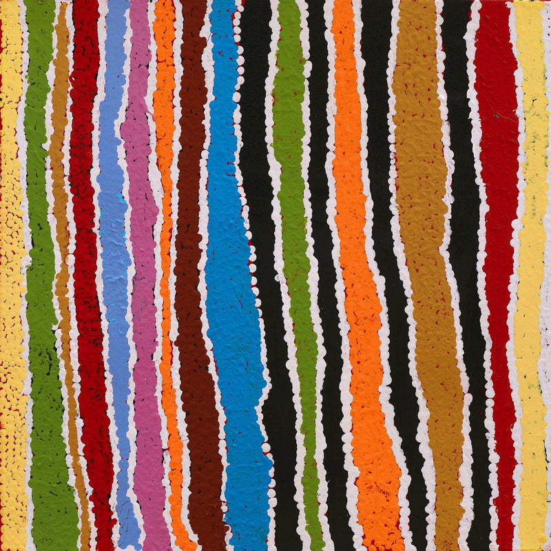Aboriginal Artwork by Pamela Napurrurla Walker, Wulpayi Jukurrpa (River Dreaming), 30x30cm