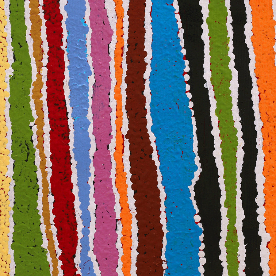 Aboriginal Artwork by Pamela Napurrurla Walker, Wulpayi Jukurrpa (River Dreaming), 30x30cm