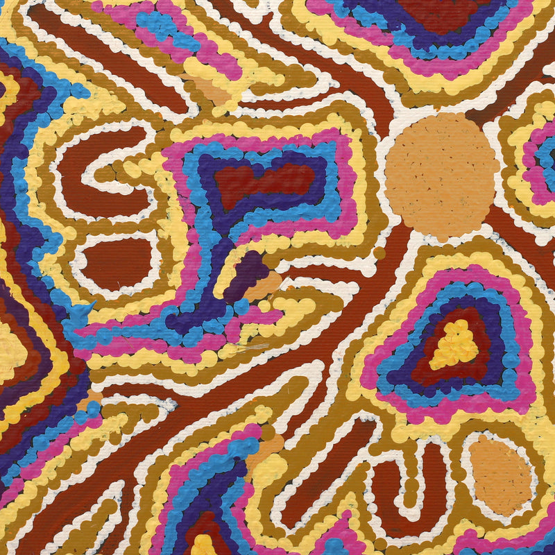 Aboriginal Artwork by Pamela Napurrurla Walker, Wulpayi Jukurrpa (River Dreaming), 30x30cm
