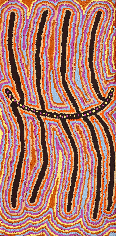 Aboriginal Artwork by Pamela Napurrurla Walker, Wulpayi Jukurrpa (River Dreaming), 61x30cm