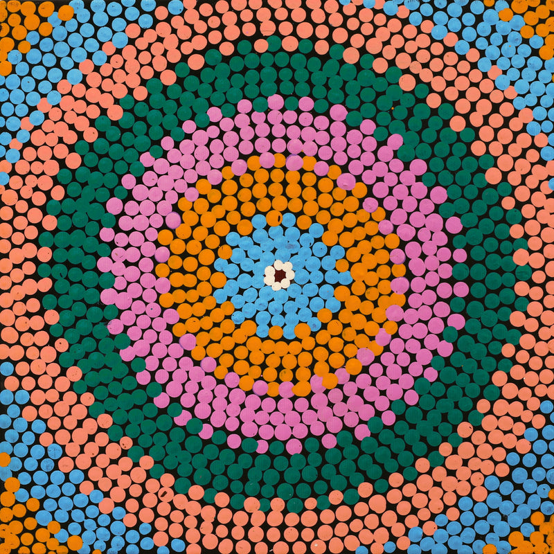 Aboriginal Artwork by Rayleen Nangala Briscoe, Yankirri Jukurrpa (Emu Dreaming) - Ngarlikurlangu, 30x30cm