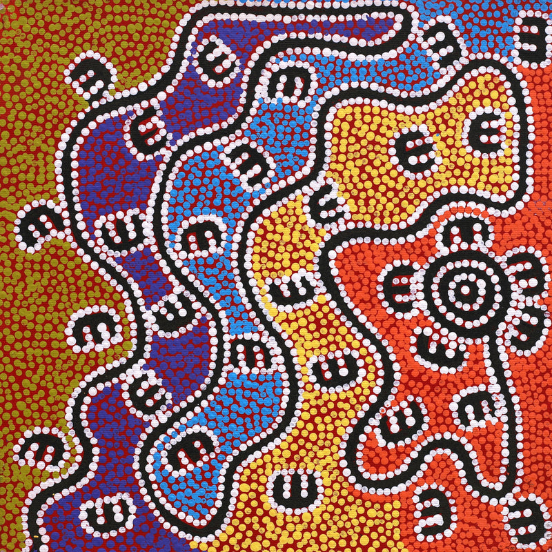 Aboriginal Artwork by Ritasha Nampijinpa Watson, Janganpa Jukurrpa (Brush-tail Possum Dreaming) - Mawurrji, 30x30cm