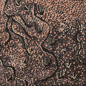 Aboriginal Art by Ruth Nungarrayi Spencer, Wardapi Jukurrpa (Goanna Dreaming) - Yarripurlangu, 30x30cm - ART ARK®