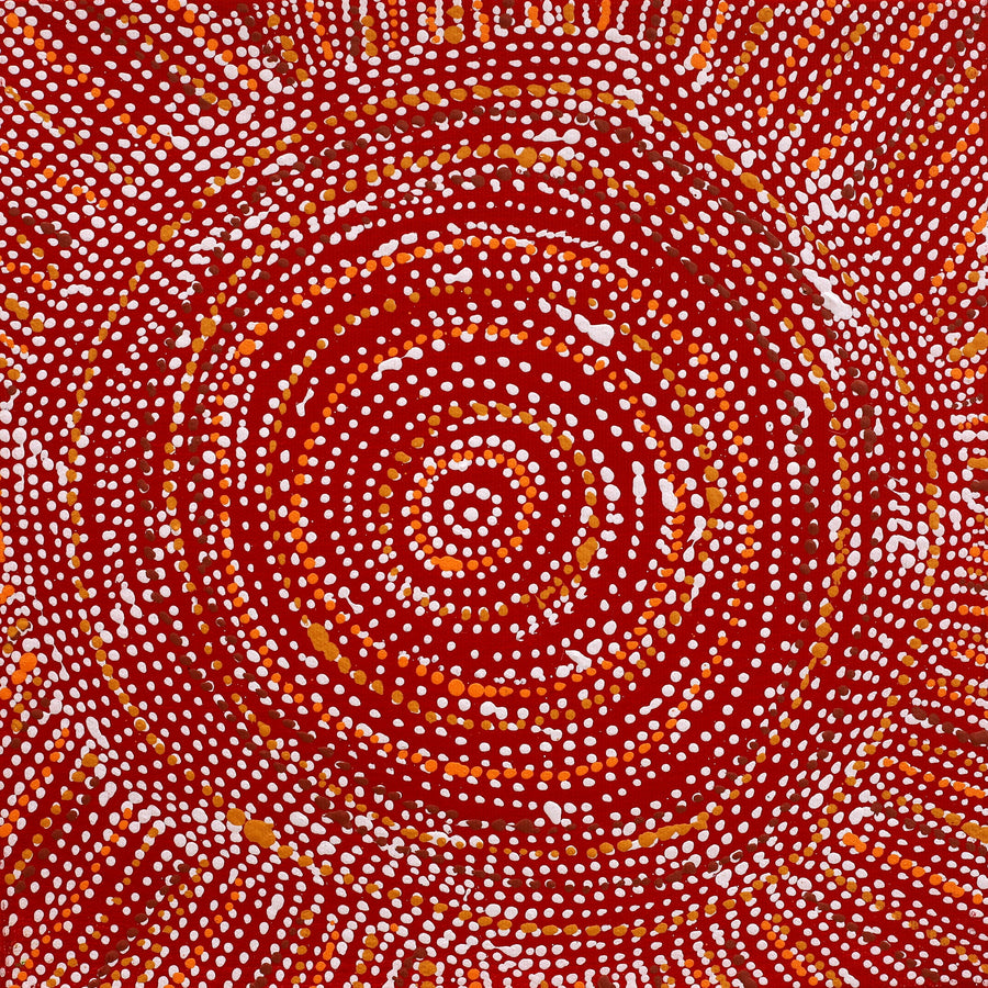 Aboriginal Artwork by Sabrina Nangala Robertson, Ngapa Jukurrpa (Water Dreaming) - Pirlinyarnu, 30x30cm