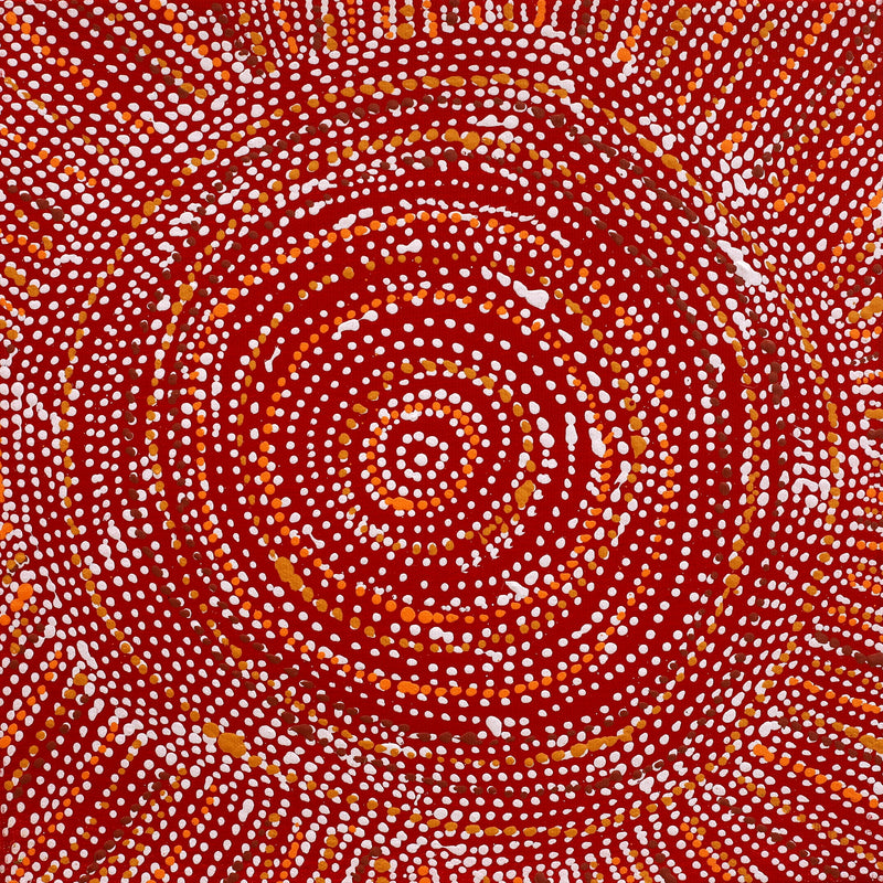 Aboriginal Artwork by Sabrina Nangala Robertson, Ngapa Jukurrpa (Water Dreaming) - Pirlinyarnu, 30x30cm