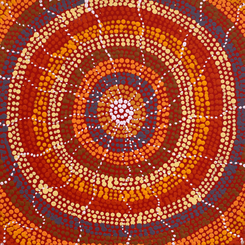 Aboriginal Artwork by Sabrina Nangala Robertson, Ngapa Jukurrpa (Water Dreaming) - Pirlinyarnu, 30x30cm