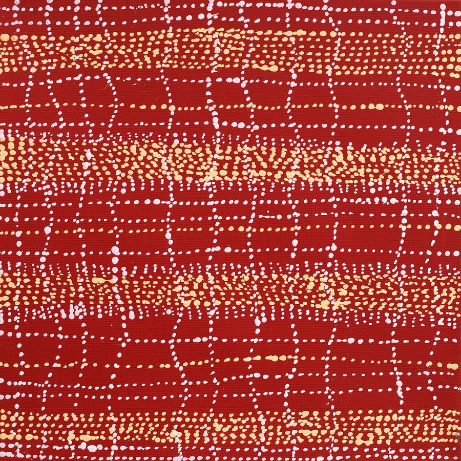 Aboriginal Artwork by Sabrina Nangala Robertson, Ngapa Jukurrpa (Water Dreaming) - Pirlinyarnu, 30x30cm