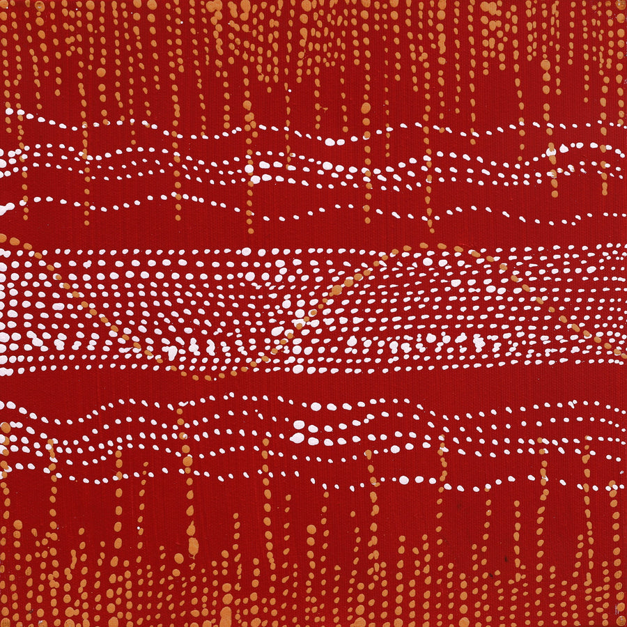 Aboriginal Artwork by Sabrina Nangala Robertson, Ngapa Jukurrpa (Water Dreaming) - Pirlinyarnu, 30x30cm