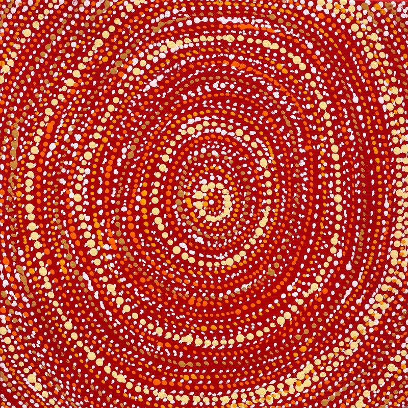 Aboriginal Artwork by Sabrina Nangala Robertson, Ngapa Jukurrpa (Water Dreaming) - Pirlinyarnu, 30x30cm