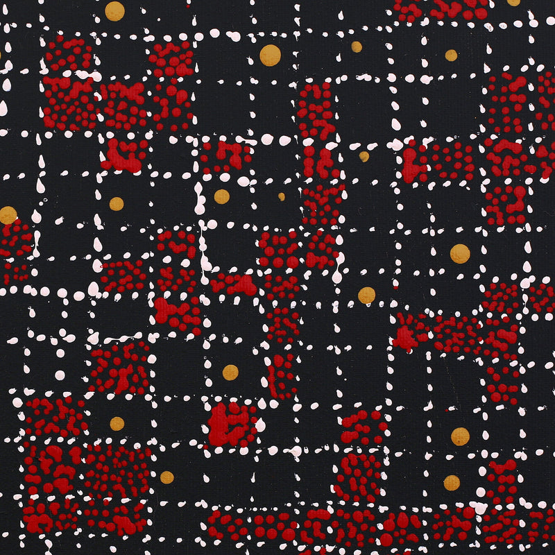 Aboriginal Artwork by Sabrina Nangala Robertson, Ngapa Jukurrpa (Water Dreaming) - Pirlinyarnu, 30x30cm