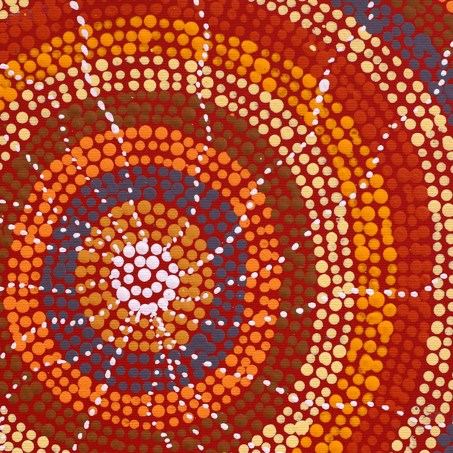 Aboriginal Artwork by Sabrina Nangala Robertson, Ngapa Jukurrpa (Water Dreaming) - Pirlinyarnu, 30x30cm