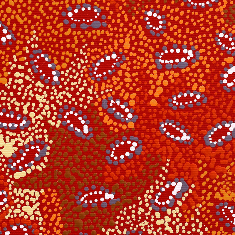 Aboriginal Artwork by Sabrina Nangala Robertson, Ngapa Jukurrpa (Water Dreaming) - Pirlinyarnu, 30x30cm
