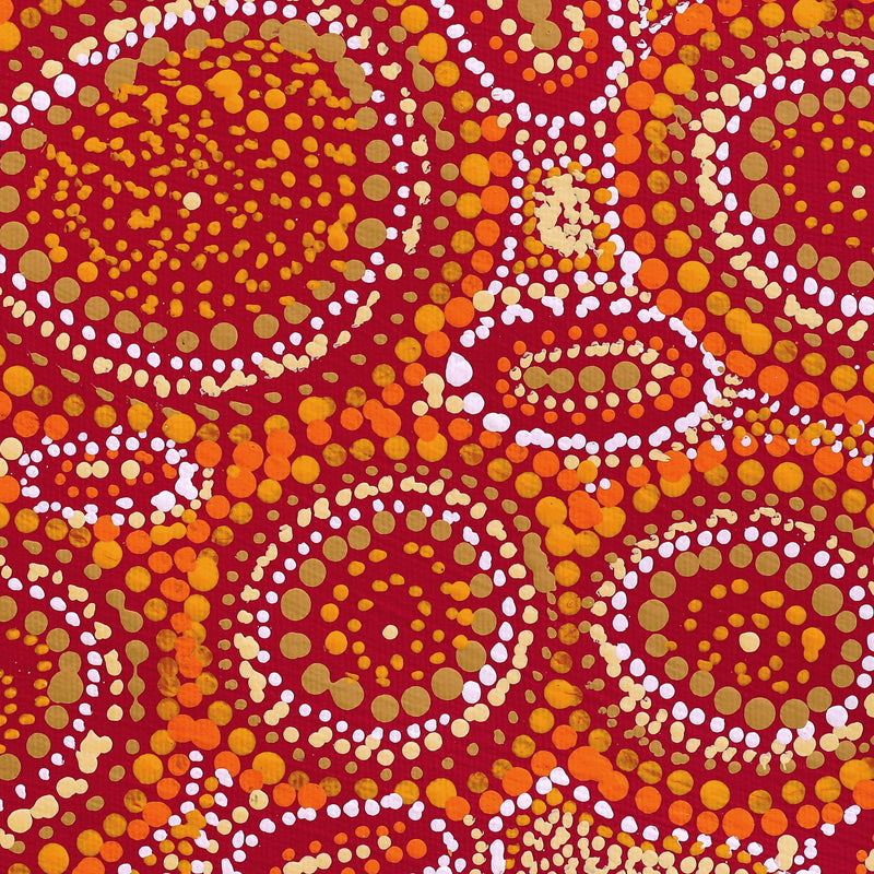Aboriginal Artwork by Sabrina Nangala Robertson, Ngapa Jukurrpa (Water Dreaming) - Pirlinyarnu, 30x30cm