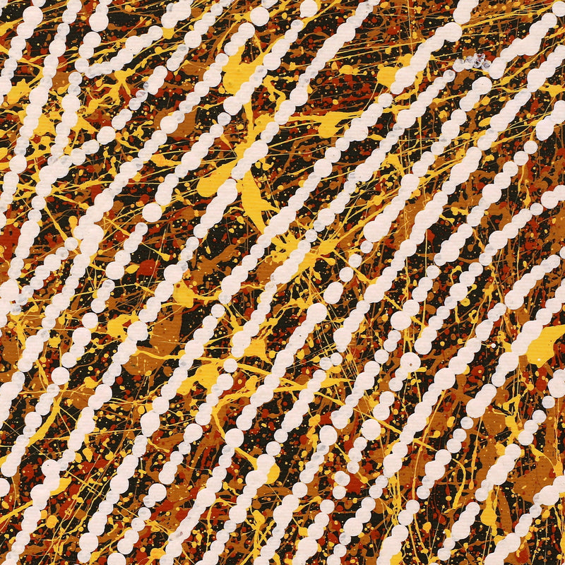 Aboriginal Artwork by Sarah-Jane Nampijinpa Singleton, Yankirri Jukurrpa (Emu Dreaming) - Ngarlikurlangu, 30x30cm