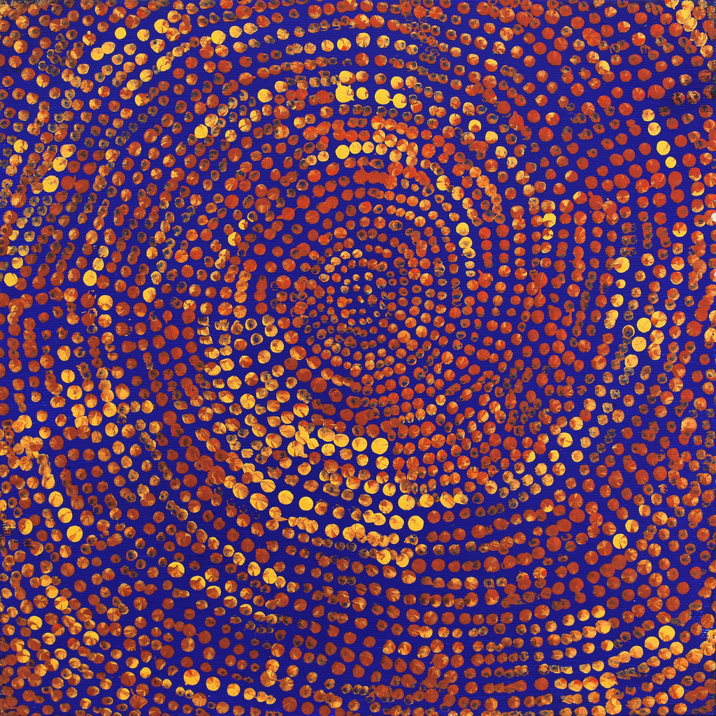 Aboriginal Artwork by Sarah Napurrurla Leo, Ngapa Jukurrpa (Water Dreaming) - Puyurru, 30x30cm