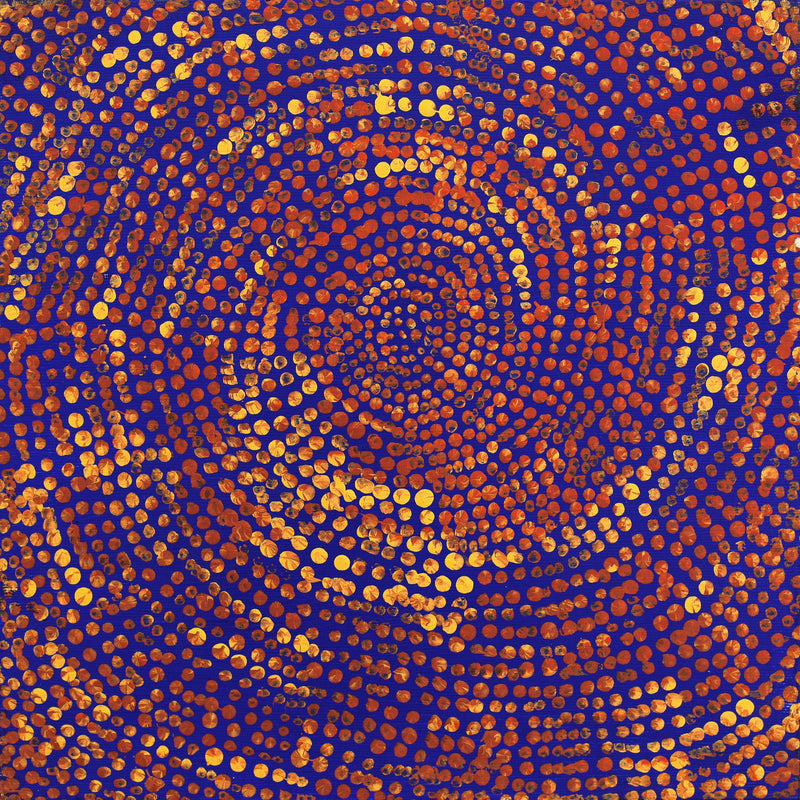 Aboriginal Artwork by Sarah Napurrurla Leo, Ngapa Jukurrpa (Water Dreaming) - Puyurru, 30x30cm