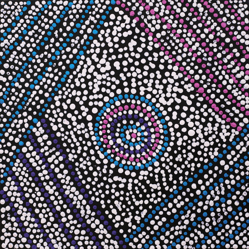 Aboriginal Artwork by Savannah Napurrurla Ross, Patterns of the Landscape around Yuendumu, 30x30cm