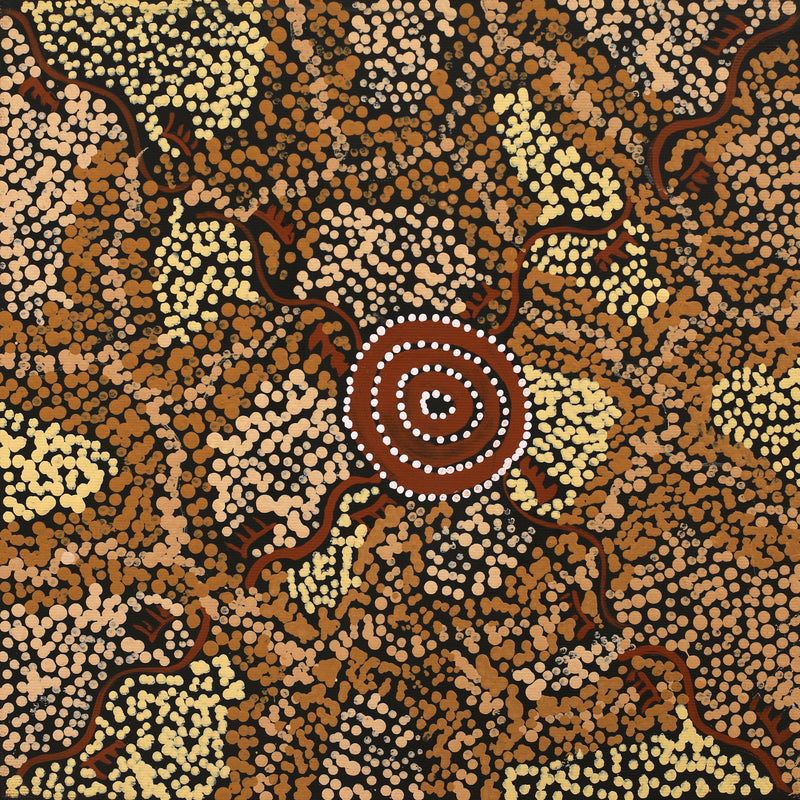 Aboriginal Artwork by Sebastian Japanangka Williams, Wardapi Jukurrpa (Goanna Dreaming) - Yarripurlangu, 30x30cm
