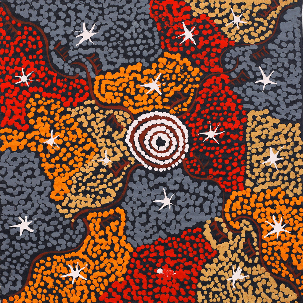 Aboriginal Art by Sebastian Japanangka Williams, Wardapi Jukurrpa (Goanna Dreaming) - Yarripurlangu, 30x30cm - ART ARK®