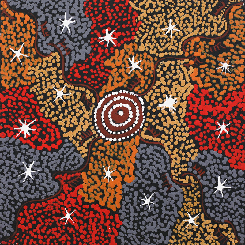 Aboriginal Artwork by Sebastian Japanangka Williams, Wardapi Jukurrpa (Goanna Dreaming) - Yarripurlangu, 30x30cm