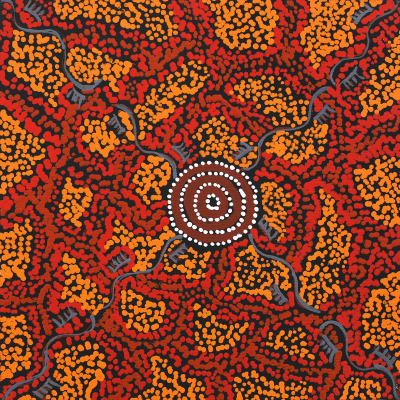 Aboriginal Artwork by Sebastian Japanangka Williams, Wardapi Jukurrpa (Goanna Dreaming) - Yarripurlangu, 30x30cm