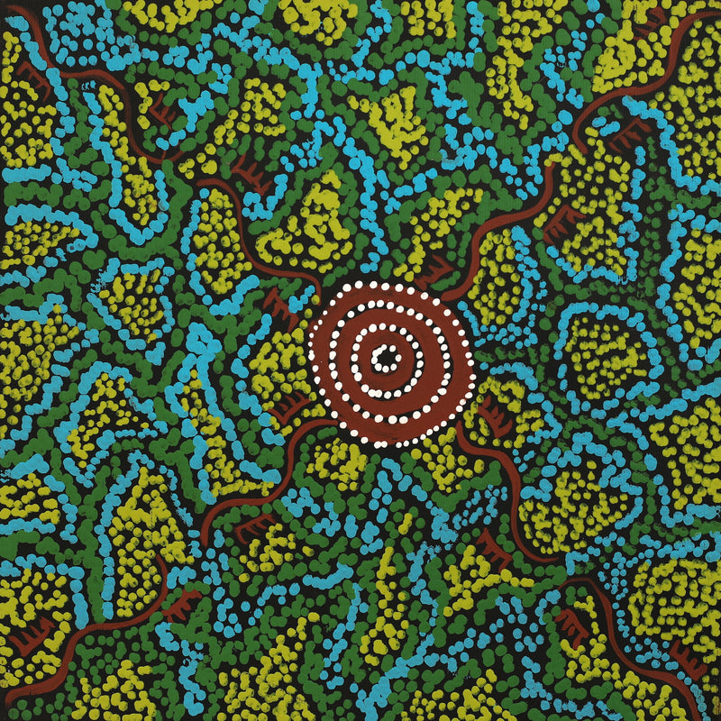 Aboriginal Artwork by Sebastian Japanangka Williams, Wardapi Jukurrpa (Goanna Dreaming) - Yarripurlangu, 30x30cm