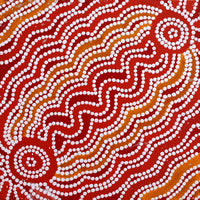 Aboriginal Artwork by Selina Nakamarra Hunter, Ngapa Jukurrpa (Water Dreaming) - Puyurru, 30x30cm