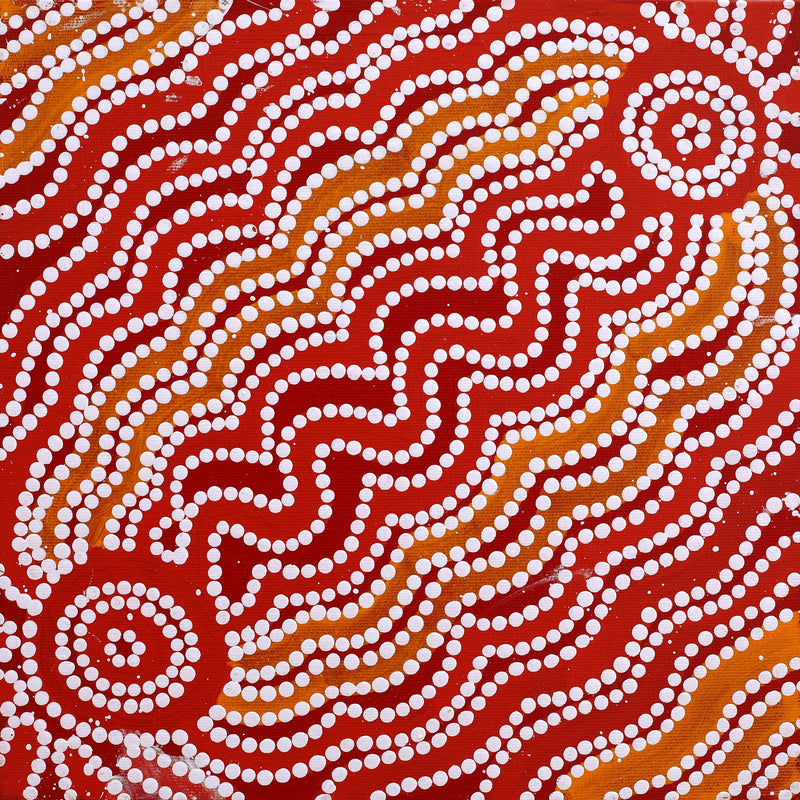 Aboriginal Artwork by Selina Nakamarra Hunter, Ngapa Jukurrpa (Water Dreaming) - Puyurru, 30x30cm