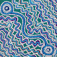 Aboriginal Artwork by Selina Nakamarra Hunter, Ngapa Jukurrpa (Water Dreaming) - Puyurru, 30x30cm