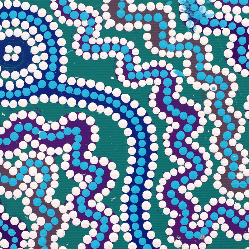Aboriginal Artwork by Selina Nakamarra Hunter, Ngapa Jukurrpa (Water Dreaming) - Puyurru, 30x30cm