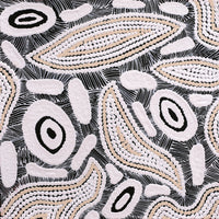 Aboriginal Artwork by Shonelle Napurrurla Stafford, Lukarrara Jukurrpa (Desert Fringe-rush Seed Dreaming), 30x30cm
