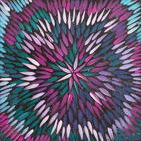 Aboriginal Artwork by Shonelle Napurrurla Stafford, Lukarrara Jukurrpa (Desert Fringe-rush Seed Dreaming), 30x30cm