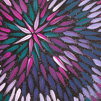Aboriginal Artwork by Shonelle Napurrurla Stafford, Lukarrara Jukurrpa (Desert Fringe-rush Seed Dreaming), 30x30cm